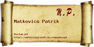 Matkovics Patrik névjegykártya